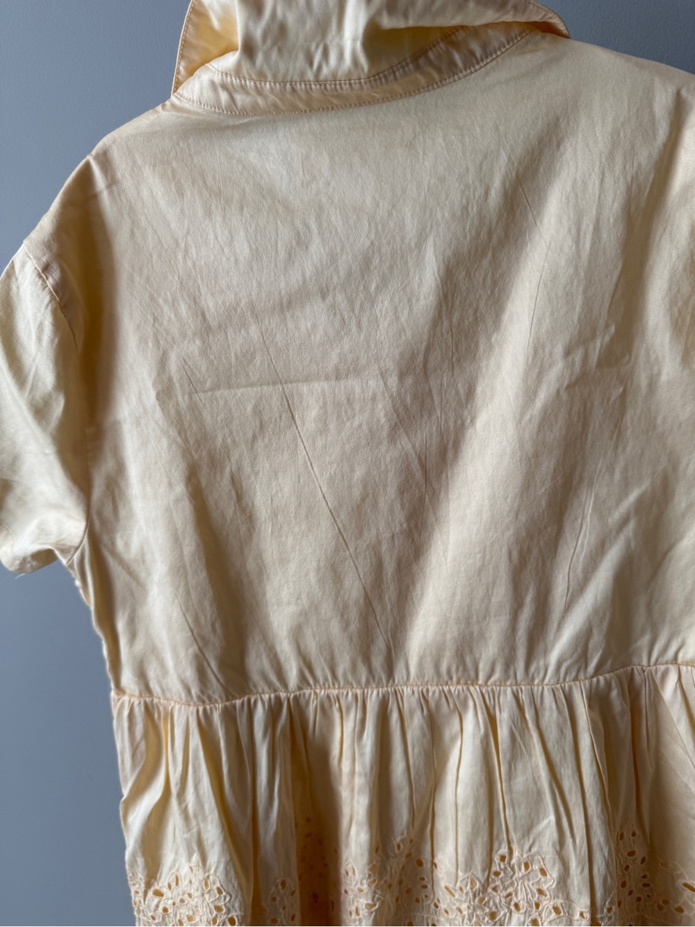 Zara Kids size 11-12 years Eyelet Cotton Dress - Pale Yellow - Picture 6 of 7